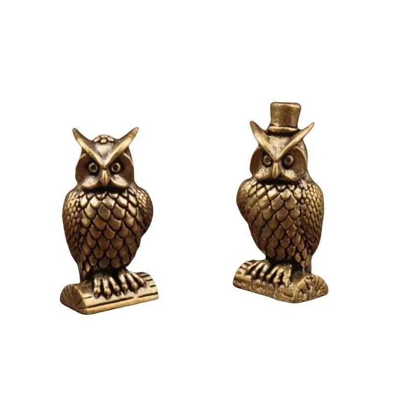 1PC Owl Brass Ornament Handmade Boho Decor Creative Figurine Small Desk Decorations Unique Gift for Home Luxury Decor Home Decor