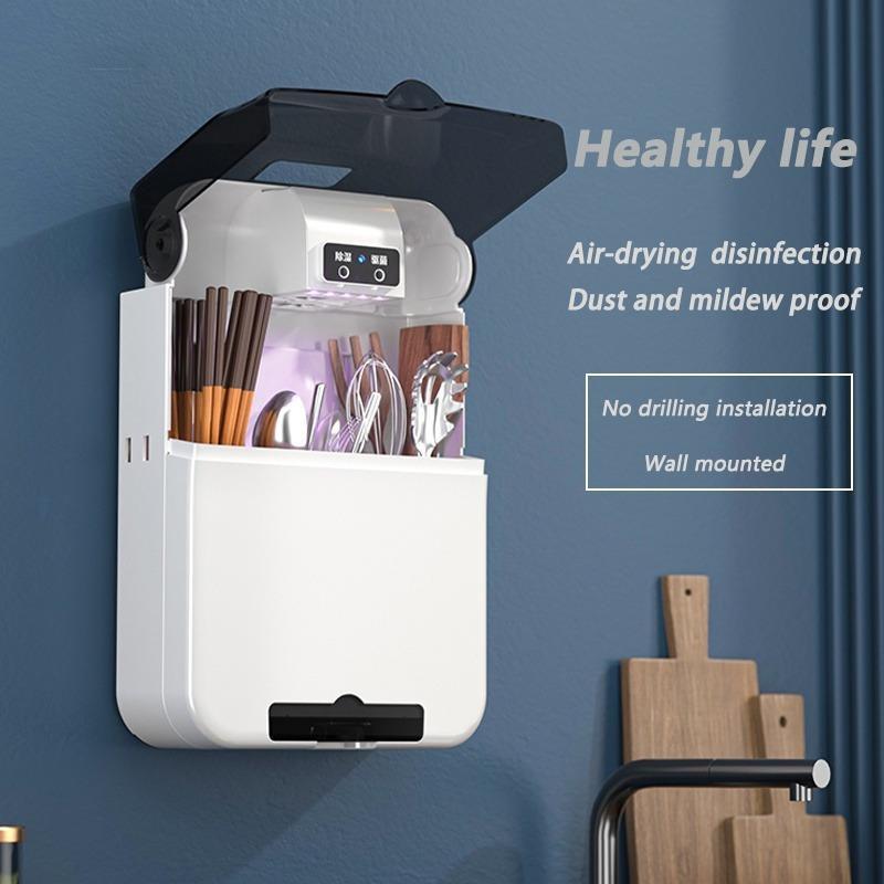 Uv Disinfection Cabinet Kitchen Wall-Mounted Fork Spoons Disinfection Chopstick Rest Drain Rack