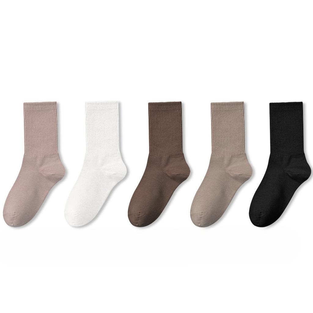 5 Pairs of Female Autumn and Winter Pure Cotton 7A Antibacterial Deodorant Wicking in The Tube Pile Cotton Socks