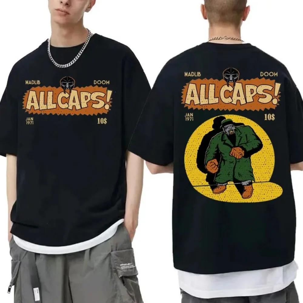 Zpěvák Mf Doom Madlib Madvillain Oboustranné grafické tričko Topy Pánské volné hip-hopové tričko Muži Ženy Fleece Bavlněná trička