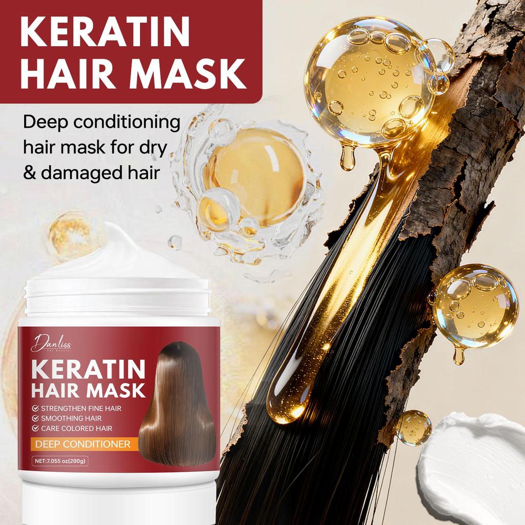 Keratin Hair Mask-Smoothing Hair-Strenghthen Fine Hair-Care Colored Hair-Suitable For All Hair Types, 200g