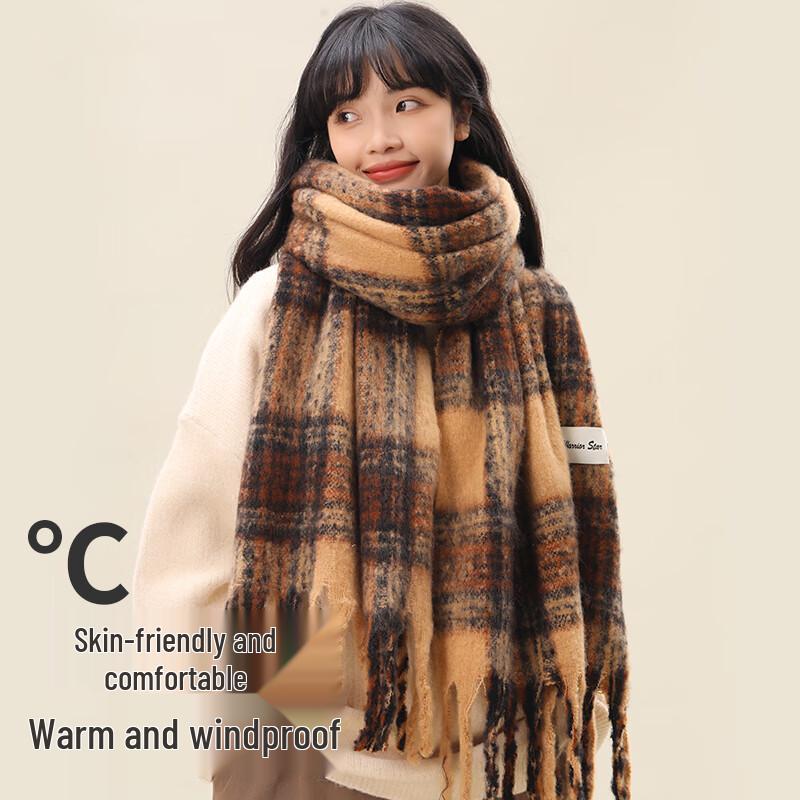 

Korean Style Plaid Tassel Scarf