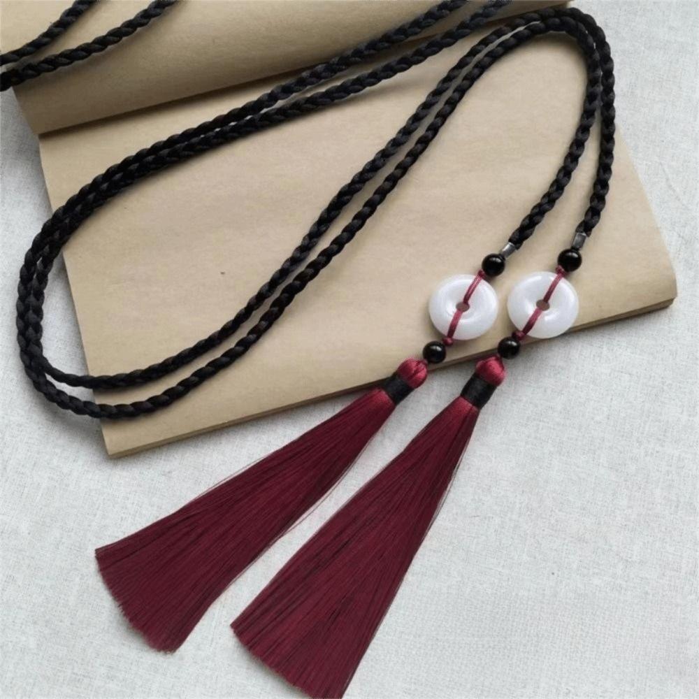 

Traditional Ping An Pendant Waist Rope Chinese Style Tassel Waist Cord for Men Women чёрный