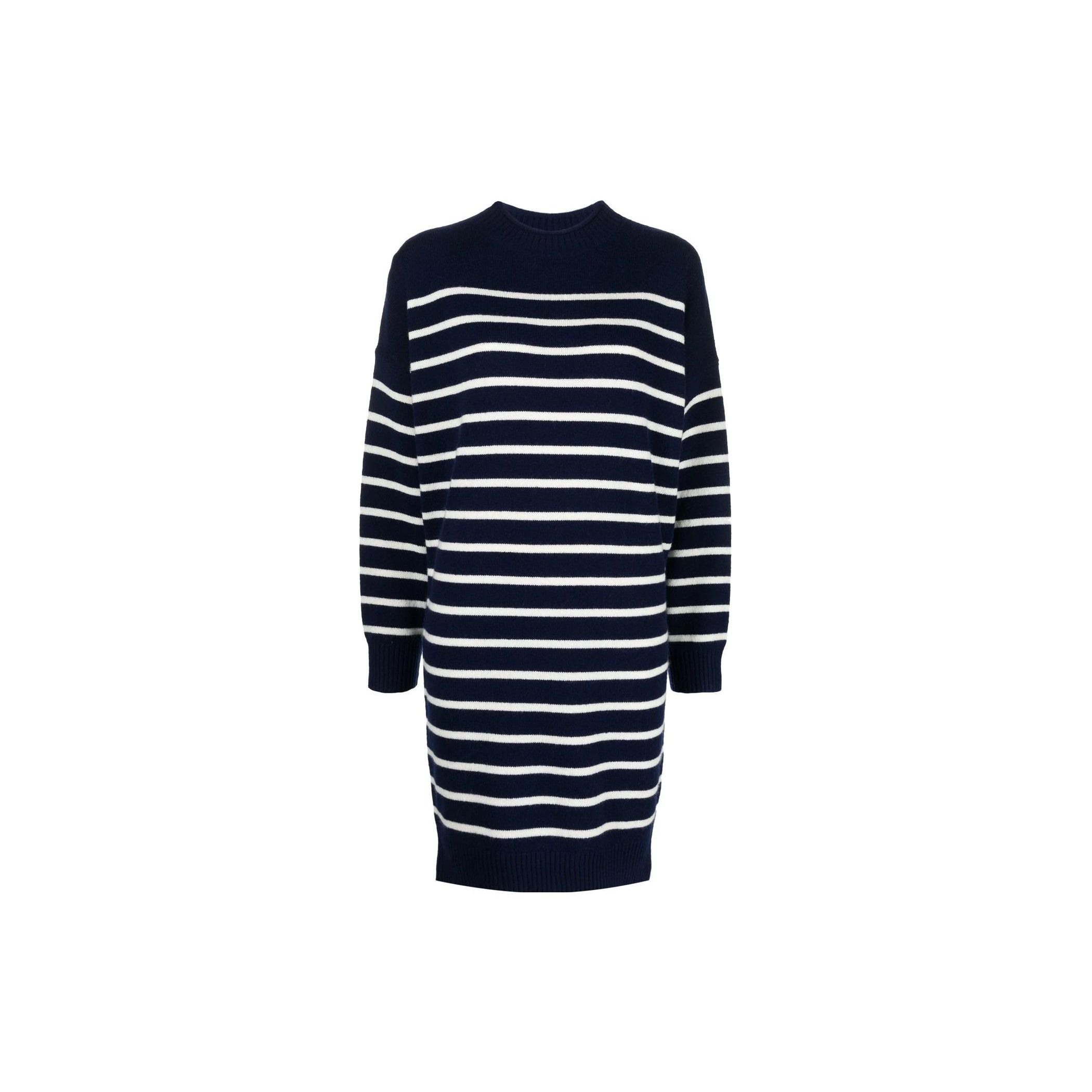 

Платье женское Polo Ralph Lauren SS22 в полоску с круглым вырезом и длинными рукавами, синее 211856767-001 XS