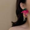 Tuch Blume Quaste Perle Ohrringe Mode Frauen Boho Handgemachte Blume Bunte Perlen Quaste Ohrringe Party Schmuck Geschenke