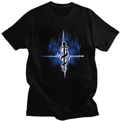 Custom Fashion Star Of Life T Shirt Men Short-Sleeve Emt Paramedic Medical T-shirt Casual Tee Tops 100% Cotton Oversized Tshi...