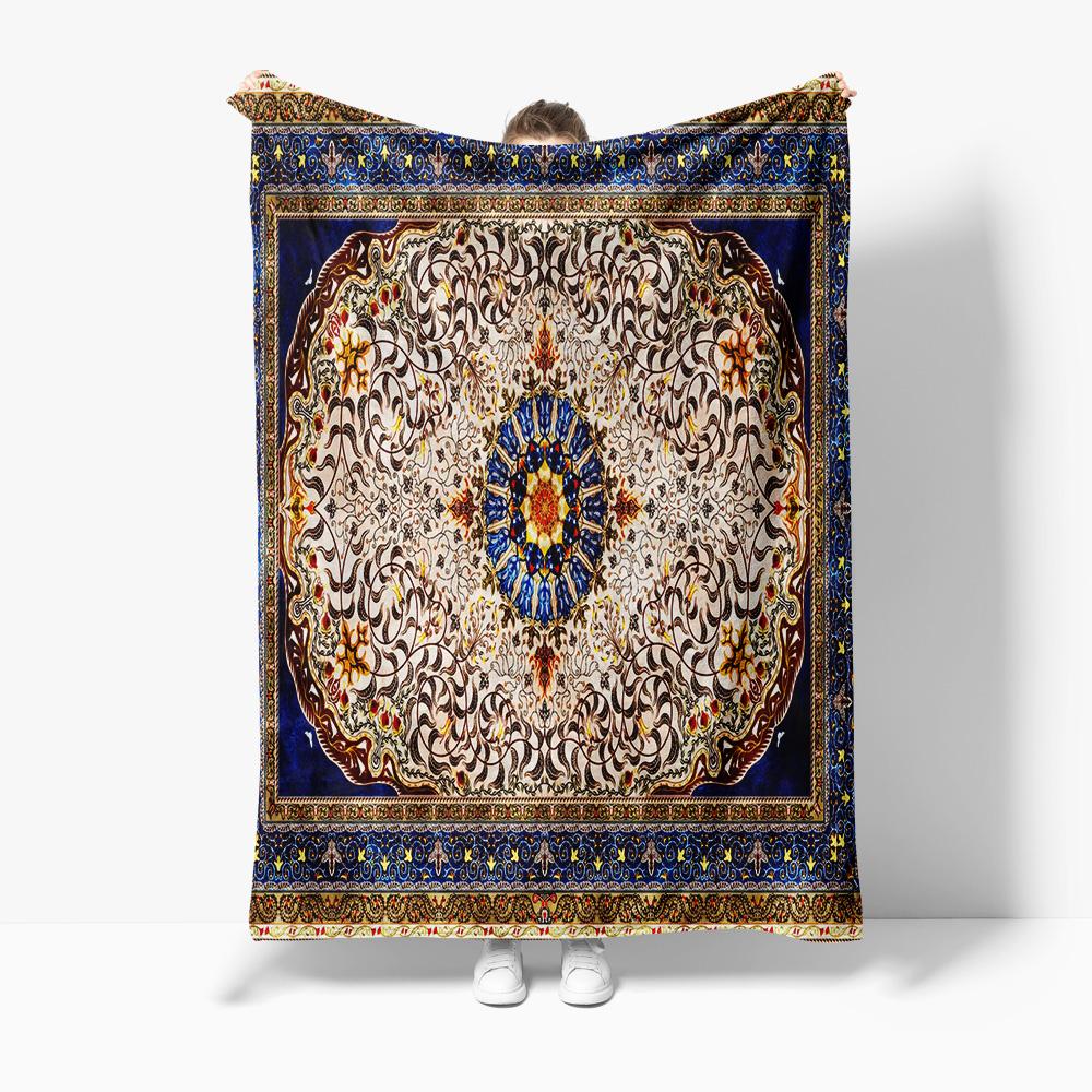 Luxurious Embroidered Silk Bedspread Blanket Decorative Throw Rug Boho Moroccan Cushion Cover Home Decor 75x100cm (30x40inch)