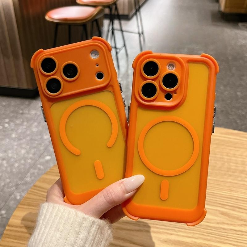 Shockproof AirBag Matte Phone Case For For Iphone 17 Pro Max 16 Air 14 1 For Magnetic Wireless Charging Bumper Back Cover