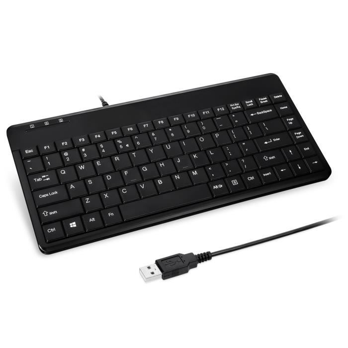 Clavier mini filaire - perixx - periboard-409u - usb - azerty - noir - 315x147x20mm