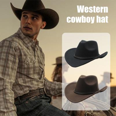 Western Cowboy Hat for Men Women Felt Wide Brim Cowgirl Hat