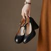 Fashion NEW Spring Women's Pumps Genuine Leather Shoes for Women Round Toe Chunky Heel Shoes Super High Heel Mary Janes Handmade Shoes