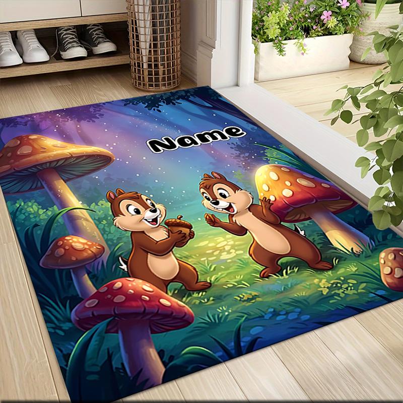 Custom Name "Adventurous Forest Friends" Carpet Rug Customizable Soft Washable Anti-Slip Home Living Room Sofa Mats Personalized Rug. 0909389