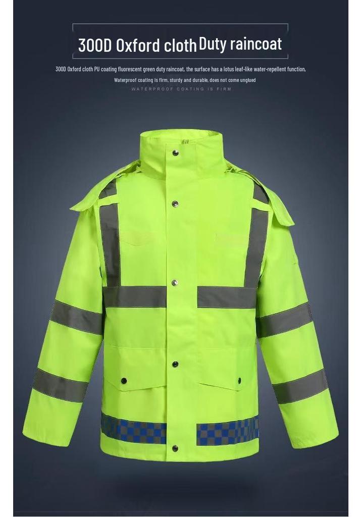 High-Visibility Raincoat & Pants Set for Traffic Safety & Rescue Duties