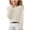 Girls Long Sleeve Pullover Sweater for Kids Soft Knit Crewneck Lightweight Casual Top for Children School Wear