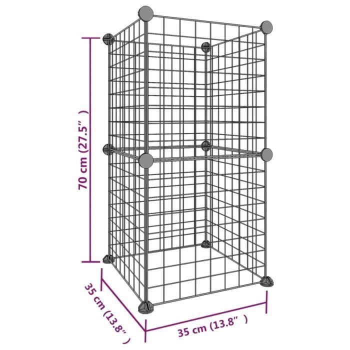 3114031 vidaXL Cage animaux de compagnie à 8 panneaux Noir 35x35 cm Acier