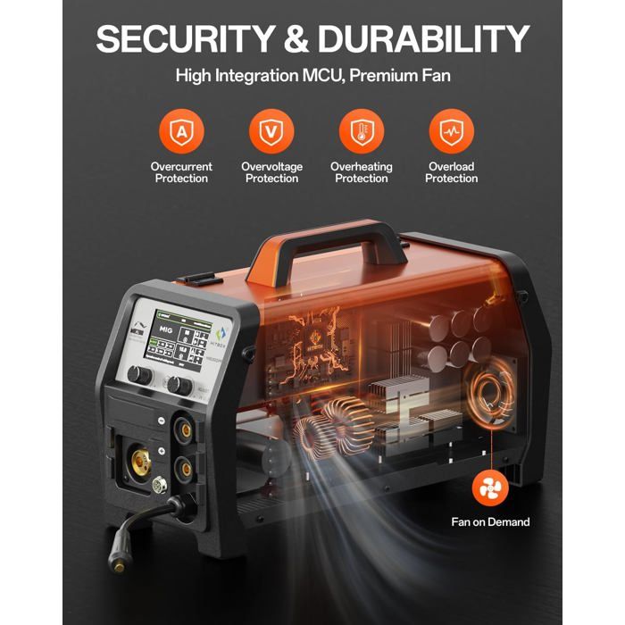 Poste à souder MIG - HITBOX HIM250DPP 8 en 1 - Soudage aluminium - Gaz/Sans gaz - Haute performance