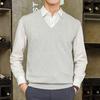 Sleeveless Loose Warm Sweater Vest Men Solid Color V-neck Pullover Waistcoat for Daily Wear