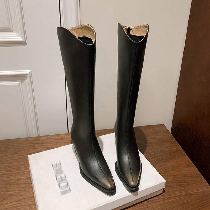 Podzimní a zimní dámské kožené boty kožené velká velikost dámské boty zadní zip martinky nové gumová podrážka kulatá špička vysoké boty ženy
