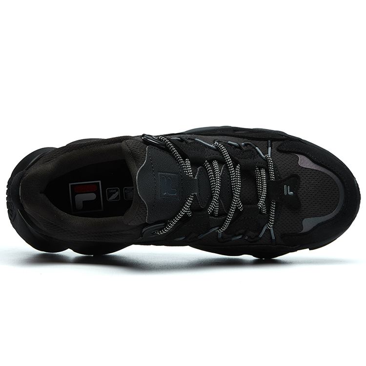 FILA Heritage Running Retro Fashion Versatile Synthetic Leather Low Top Casual Running Shoes Women sneaker Black F12W141105FBK