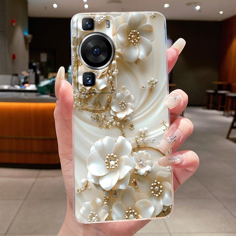 Für Huawei P60 Pro 2023 p60pro Hülle Cover Luxus Mode Schmetterling Blumen Transparent Weiches TPU Fundas Für Huawei P 60 P60 Pro Hülle