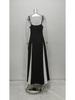 European & American Women's Color Block Loose Fit Waist-Cinched Vacation Dress