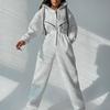 Sports and Leisure Women's Zipper Decoration Hooded Jumpsuit One-piece Suit