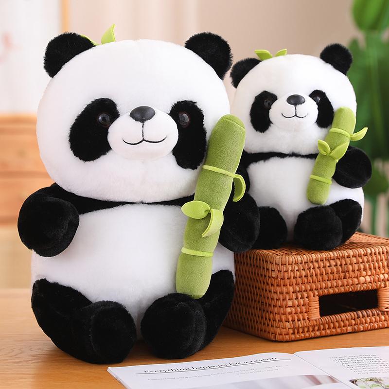 1pc Soft Panda Plushie Stuffed Kawaii Animals Holding Bamboos Panda Bear Baby Appease Doll High Quality Birthday Gift Kids Boy