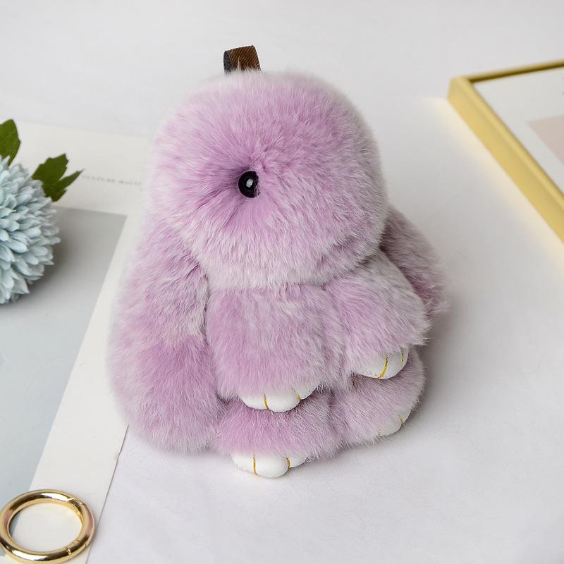 13CM Mini Frost Rabbit Women Cute Plush Fur Pompom Bunny Key Chains On Bags Car Trinket Wedding Party Toys Gift Bag Charm