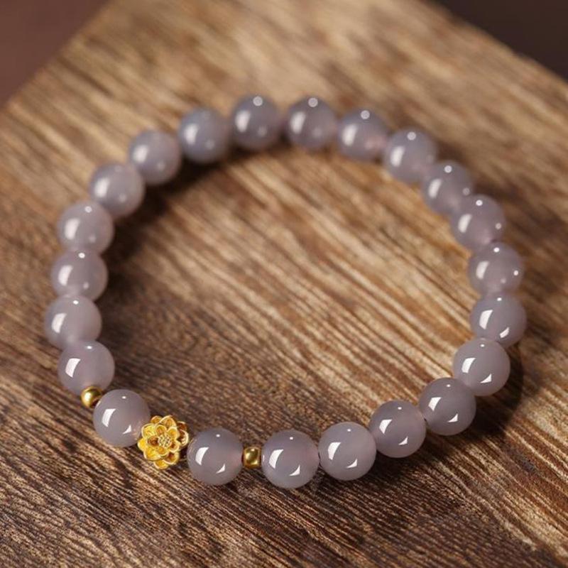 Glass bead lotus lotus pod bracelet women's niche light luxury high-end bracelet fashion versatile simple jewelry