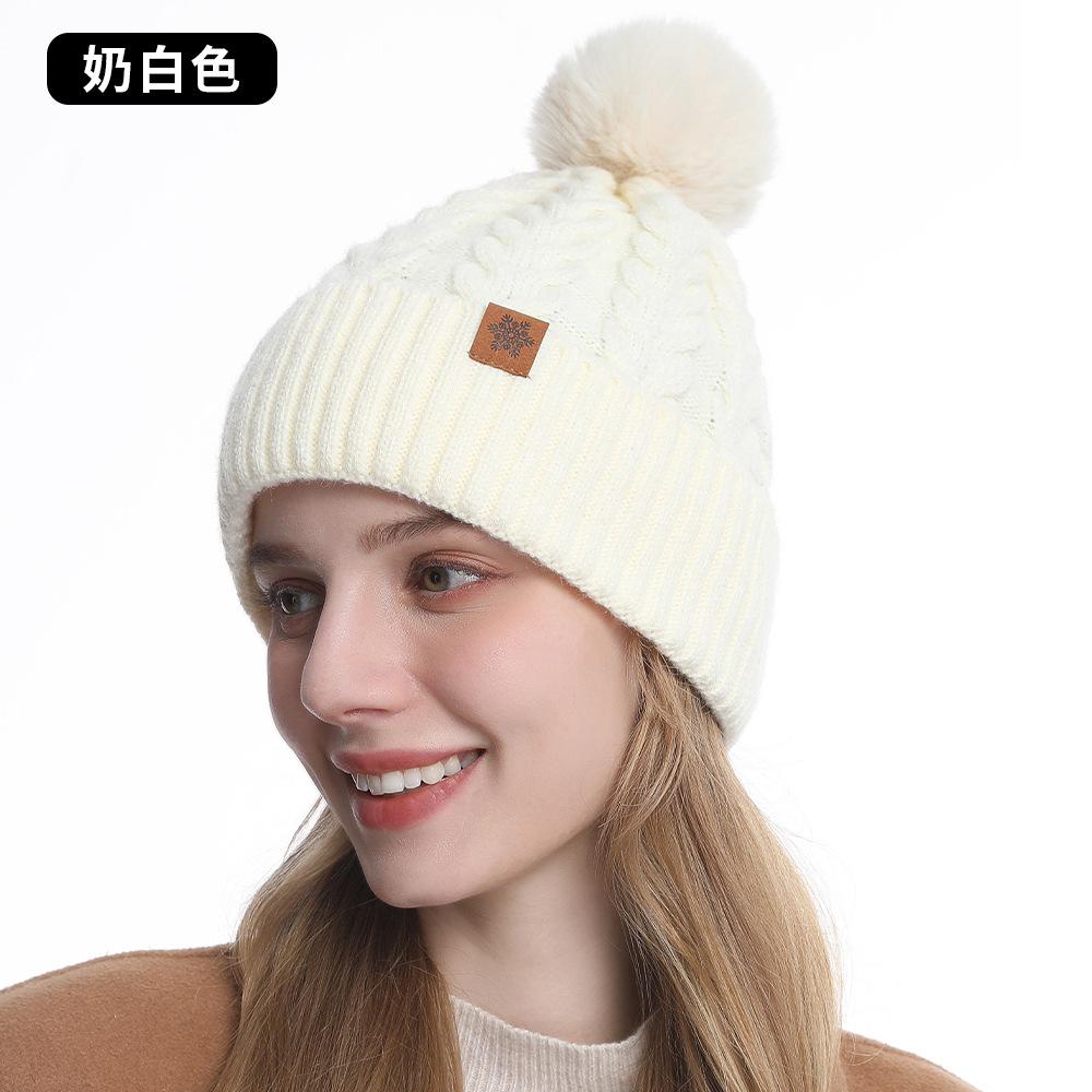 Knitted hat, women's winter warmth, riding ear protection, wool knitted hat, scarf, gloves three-piece set