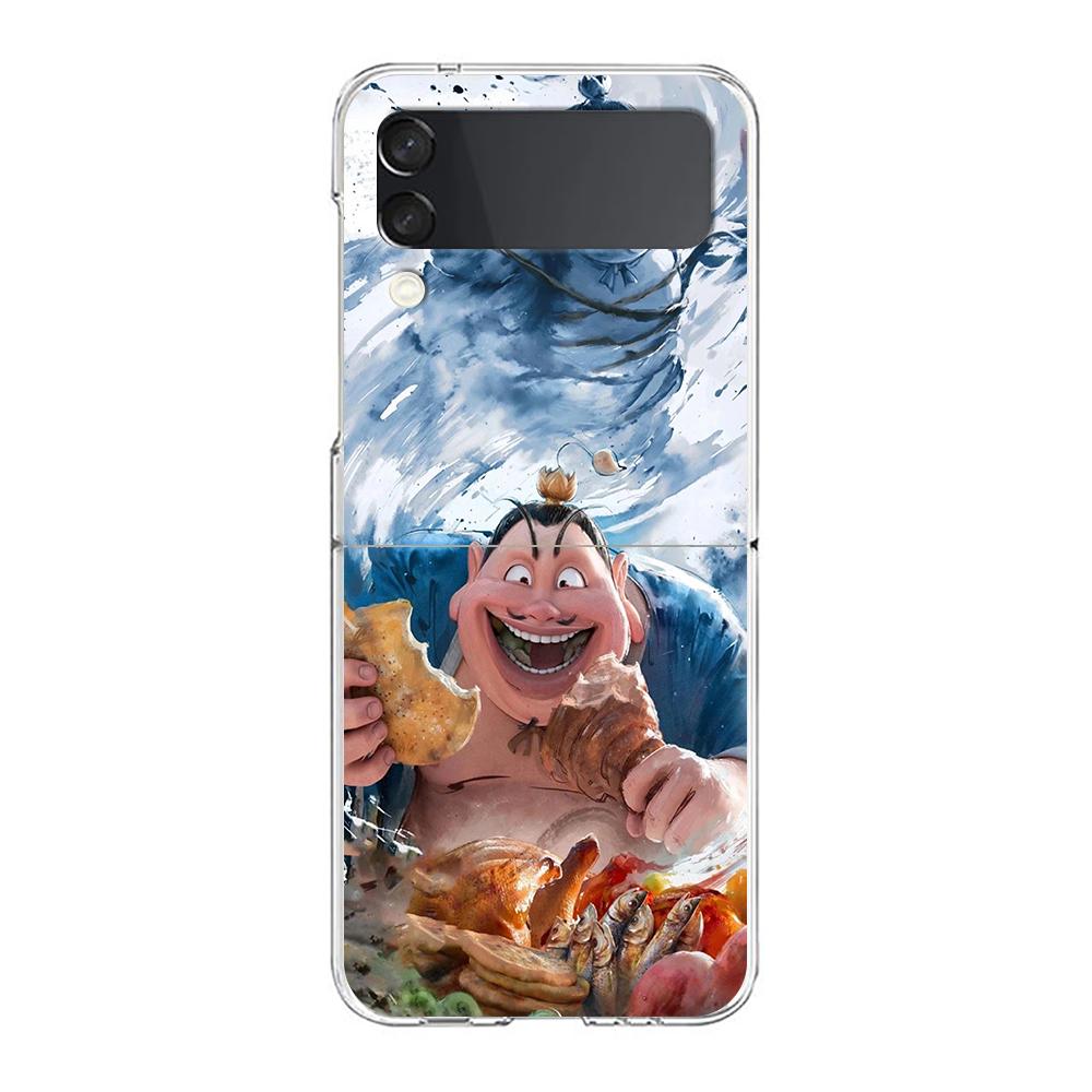 

Phone Cover For Samsung Galaxy Z Flip 6 5 4 Case Transparent For Samsung Z Flip 3 Hard PC Foldable Shell Nezha Fundas Capas Bags Z Flip 5