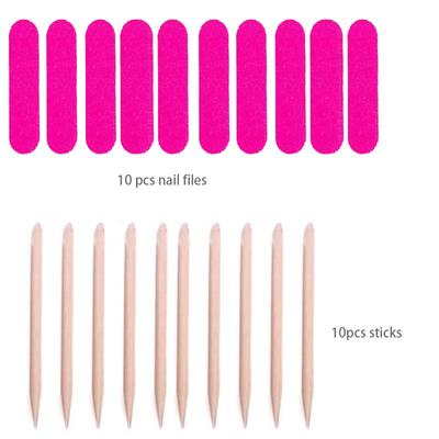 10pcs/set DIY Manicure Tools Nail File Polishing Strip Manicure Orange Wood Stick Dot Drill Stick Dead Skin Push Stick Nail Polishing Stick