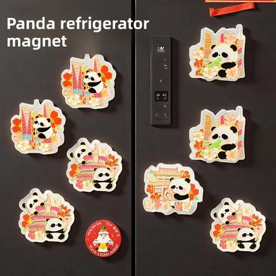 Niedlicher Panda Kühlschrankmagnet Cartoon Magnetische Kühlschrankdekoration Acrylplatte Erinnerungsstück Kleines Geschenk
