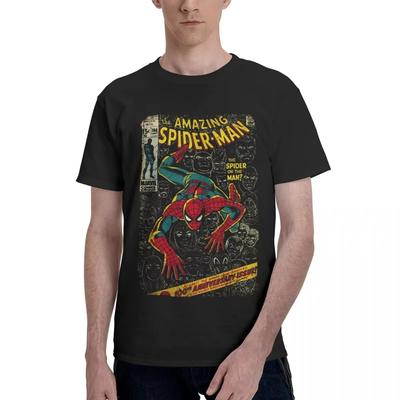 Genuine = Spider-Man Comic Book Anniversary T-Shirt Cotton Jacket Short Sleeve O-Neck T-Shirt Plus SizeJacket