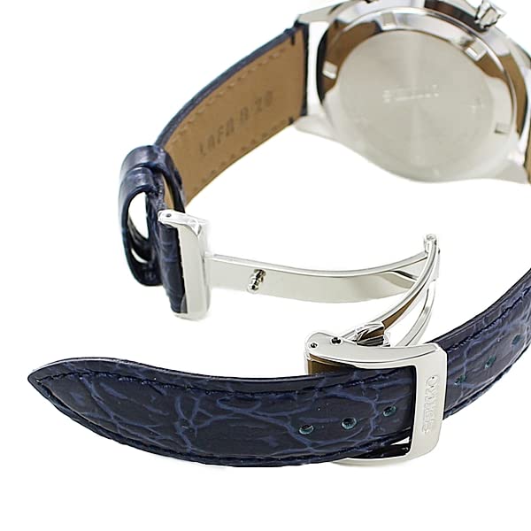 SEIKO SPIRIT Chronograph Watch, Navy Leather Strap Model SBTR019, Silver Case, Men's Everyday Business Style