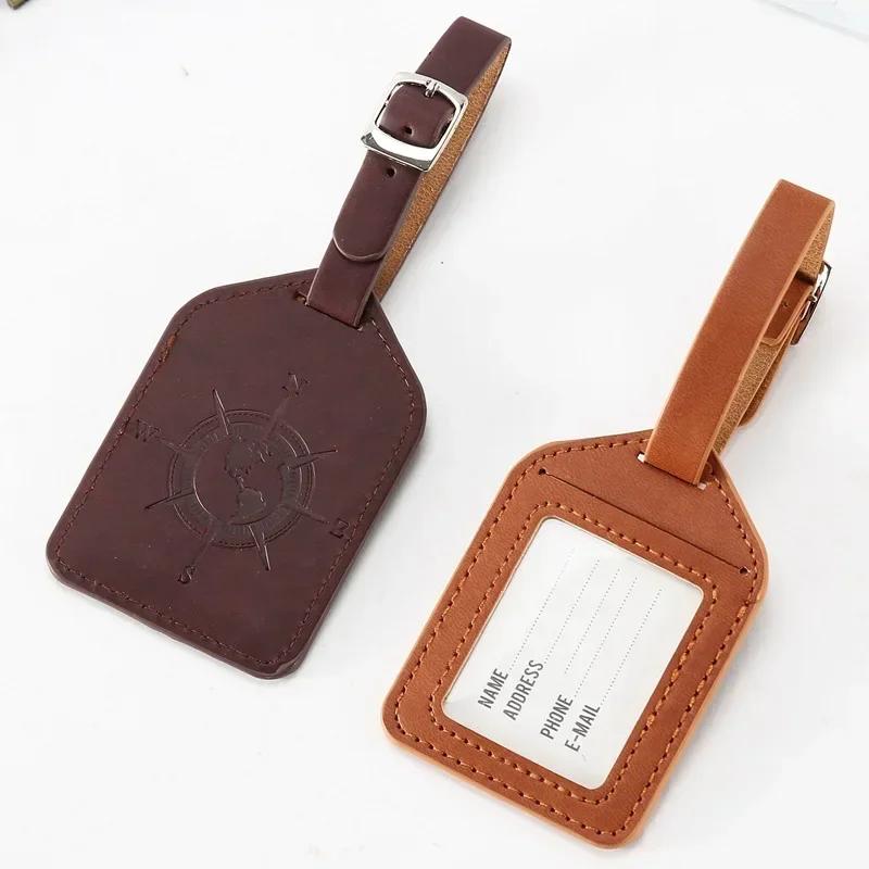 PU Leather Luggage Tag Suitcase Label ID Address Holder Travel Accessories Portable Name Tag