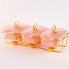 Three-grid Rectangular Ceramic Plate Soup Pot Metal Shelf Hotel Restaurant Hand-Colored Soup Pot Dry Pot Tableware Set