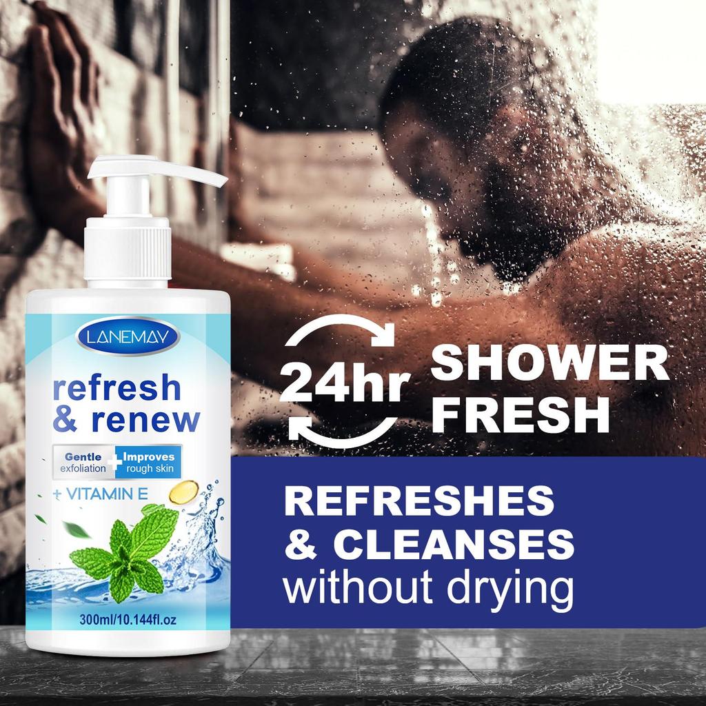 Refresh & Renew Body Wash With Mint & Aloe Vera - Gently Cleanses the Skin, Leaves Skin Soft and Smooth-Perfect For Daily Use On All Skin Types,300ml