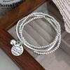 INS Three Layers Round Bead Bracelets Light Luxury Cuff Hand Bangles  Jewelry Gifts