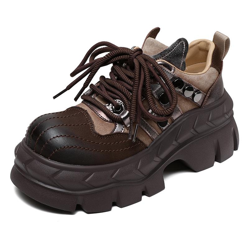 

Мода 7см Осенняя Мода Весенняя Панк Роскошная Обувь Коровья Замша Натуральная Кожа Круглый Носок Женские Мокасины Готика 40 шоколадный