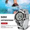SANDA Camouflage Electronic Watch Outdoor Sports Luminous Student Military Watch Multifunction Digital Electronic Watch