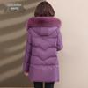SNOWFLYING Women's Butterfly Embroidered Down Jacket with Fox Fur Collar