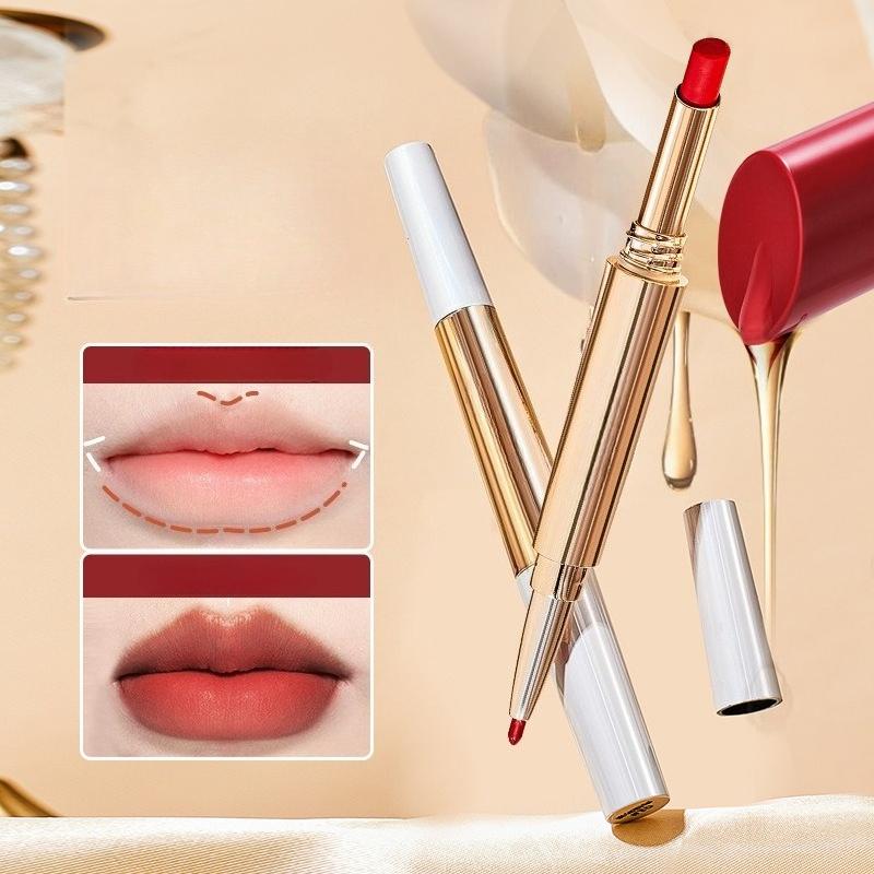 Růžový esenciální olej Dvojhlavá rtěnka Bez blednutí barvy Nelepí se na hrnek Tužka na rty Sametově matná Pro světlou pleť Kosmetika pro růžové rty