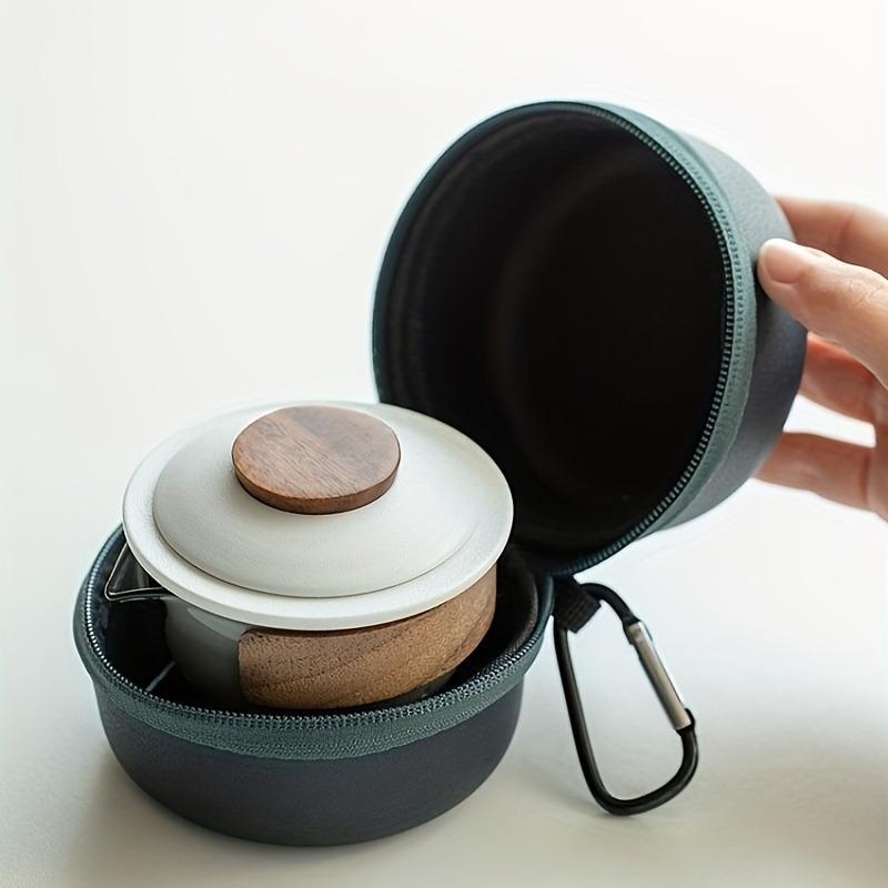 1 sada 4 ks keramických a skleněných cestovních čajových setů obsahuje jednu konvičku a tři šálky venkovní kemping přenosná čajová sada pro domácí restauraci hotelová kancelář Čaj A