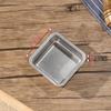 Japanese Style Retro Stainless Steel Square Plate with Ears for Snacks, Dessert, or Fried Chicken