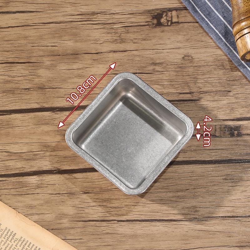 Japanese Style Retro Stainless Steel Square Plate with Ears for Snacks, Dessert, or Fried Chicken