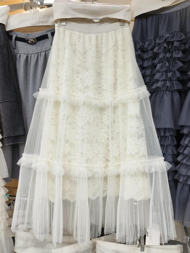 2026 Early Spring Multi-layer Slimming A-line Lace Mesh Skirt for Women