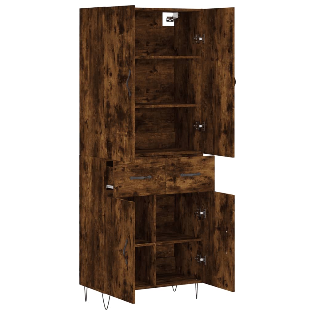 Vidaxl Witrynka Przydymiony Dąb 69,5X34X180 Cm Materiał Drewnopochodny