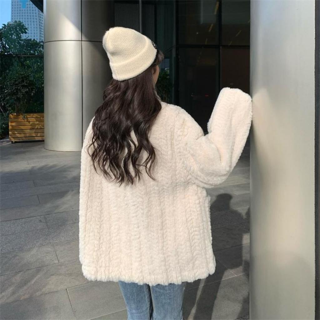 Autumn and Winter Women's Loose Collar Coat Thick Warm Horn Buckle Cotton-padded Jacket