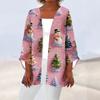 Women's Casual And Fashionable Christmas Printed Lightweight Mid Length Jacket Cardigan